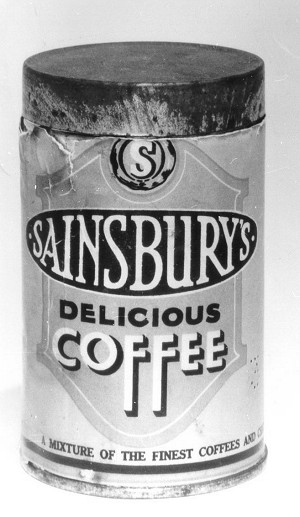 the front of the coffee tin.