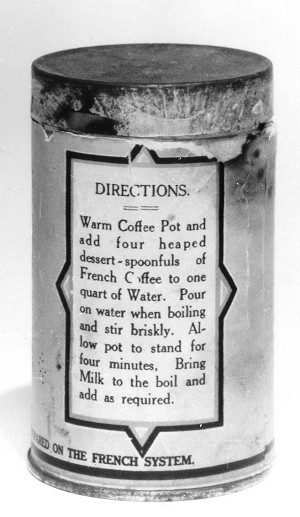 the rear of the coffee tin.